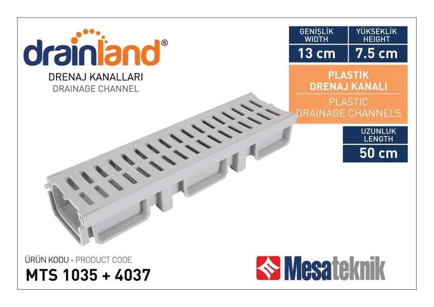 MTS 1035 Genişlik 130 mm Derinlik 75 mm Uzunluk 50 cm