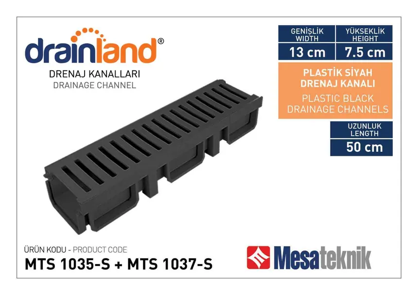 MTS 1035-S Genişlik 130 mm Derinlik 75 mm Uzunluk 50 cm Siyah Renk