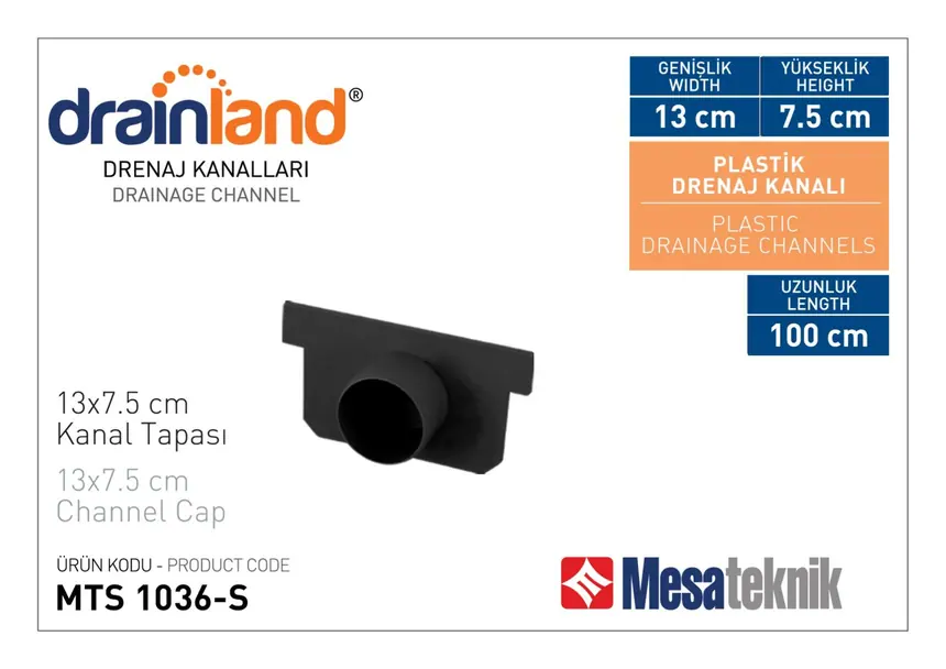 MTS 1035-S Genişlik 130 mm Derinlik 75 mm Uzunluk 50 cm Siyah Renk
