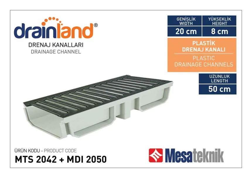 MTS 2042 Genişlik 20 cm Derinlik 8 cm Uzunluk 50 cm