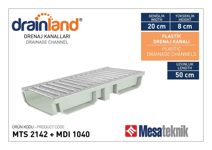 MTS 2042 Genişlik 20 cm Derinlik 8 cm Uzunluk 50 cm