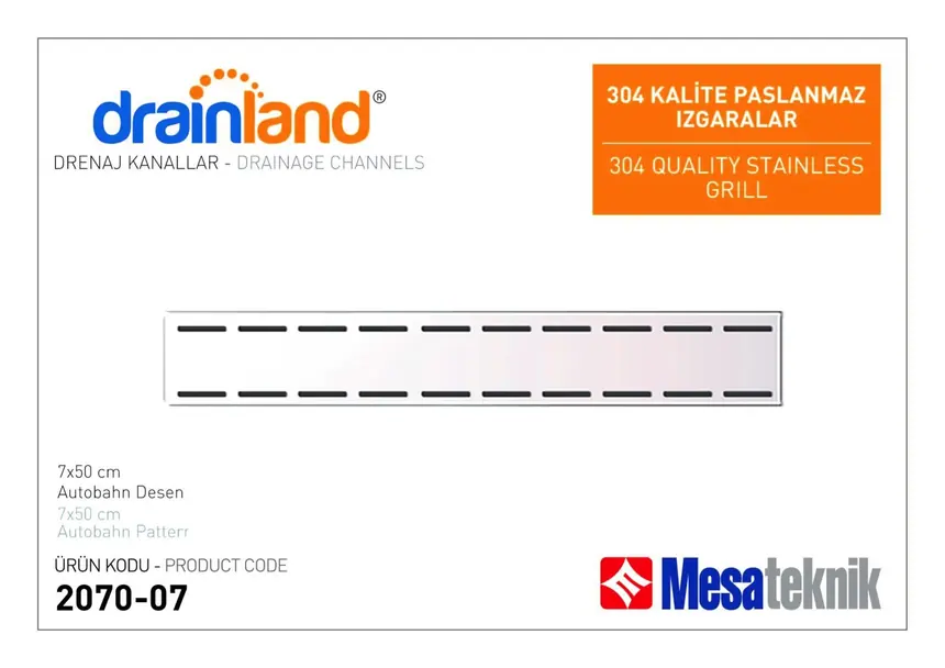 7 cm Genişlik 50 cm Uzunluk Paslanmaz Izgaralar