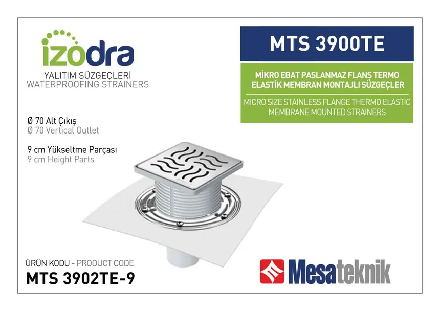 MTS 3900TE Termo Elastik Örtü Paslanmaz Flanş Montajlı Süzgec Sistemleri Mikro Ebat