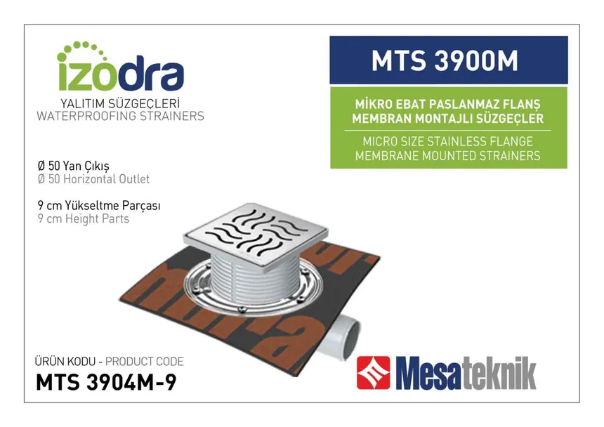 MTS 3900M Paslanmaz Flanş Membran Montajlı Süzgec Sistemleri Mikro Ebat