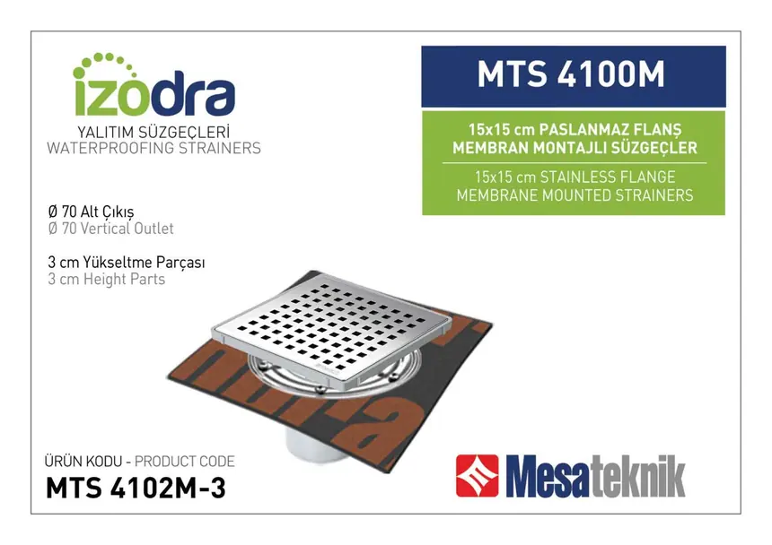 MTS 4100M Paslanmaz Flanş Membran Montajlı Süzgec Sistemleri 15 cm