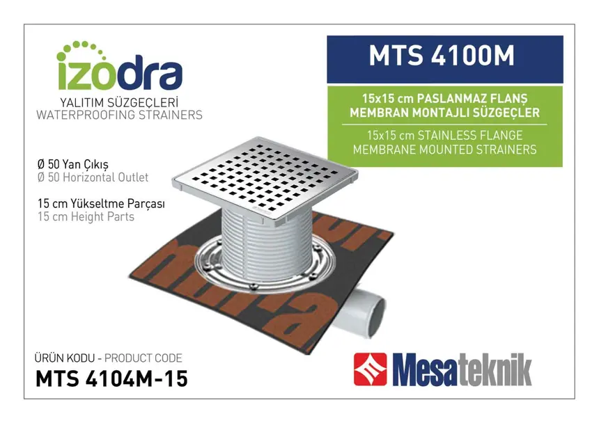 MTS 4100M Paslanmaz Flanş Membran Montajlı Süzgec Sistemleri 15 cm