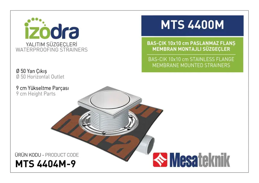 MTS 4400M Paslanmaz Flanş Membran Montajlı Süzgec Sistemleri 10 cm BasÇık