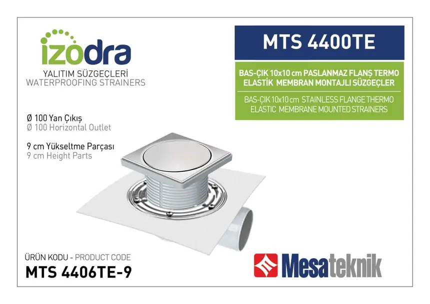 MTS 4400TE Termo Elastik Örtü Paslanmaz Flanş Montajlı Süzgec Sistemleri 10 cm BasÇık
