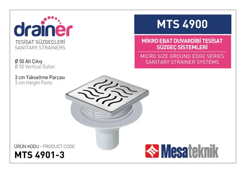 MTS 4900 Mikro Ebat Duvardibi Tesisat Süzgeç Sistemleri