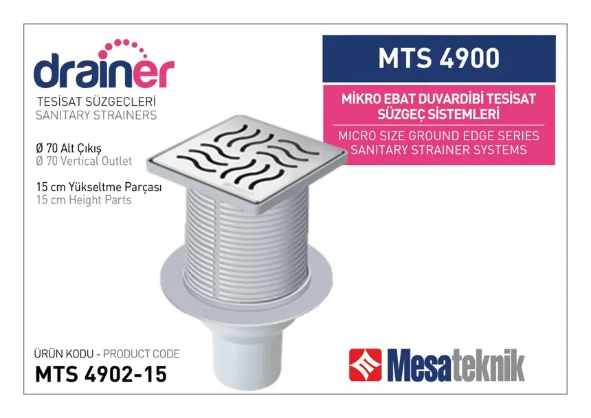 MTS 4900 Mikro Ebat Duvardibi Tesisat Süzgeç Sistemleri