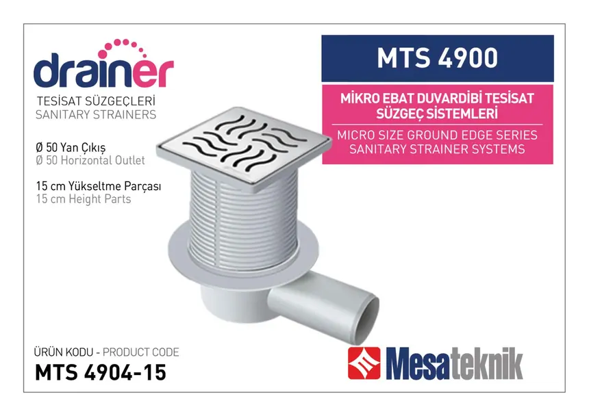 MTS 4900 Mikro Ebat Duvardibi Tesisat Süzgeç Sistemleri
