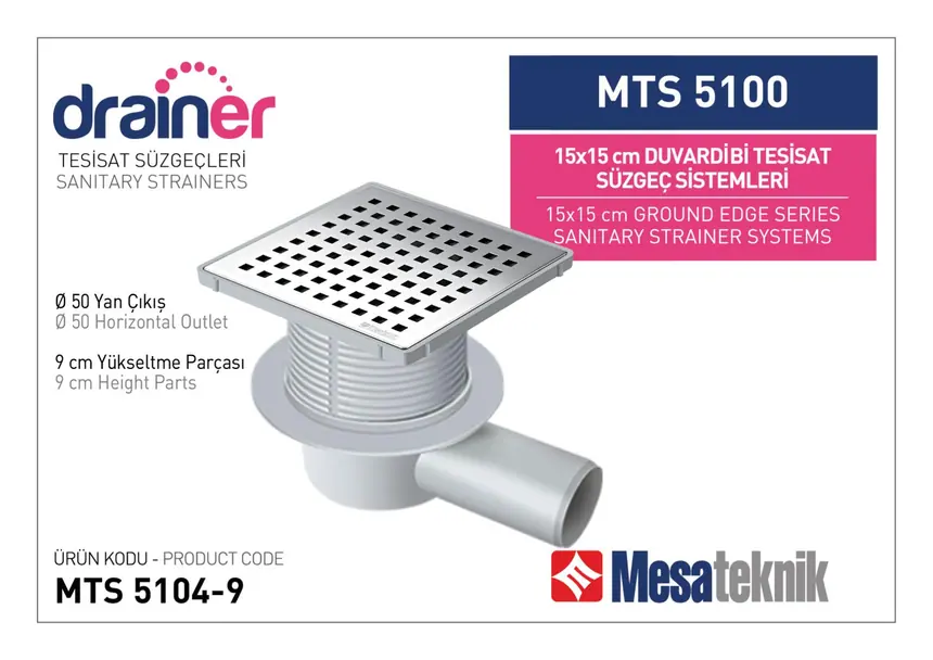 MTS 5100 15 cm Duvardibi Tesisat Süzgeç Sistemleri