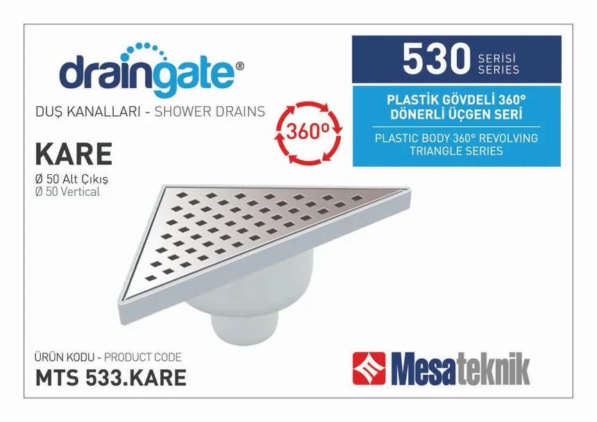 MTS 530 Plastik Gövdeli 360º Dönerli 20 cm Üçgen Seri