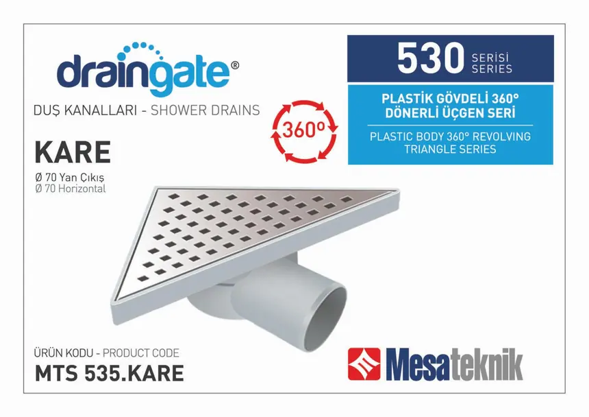 MTS 530 Plastik Gövdeli 360º Dönerli 20 cm Üçgen Seri