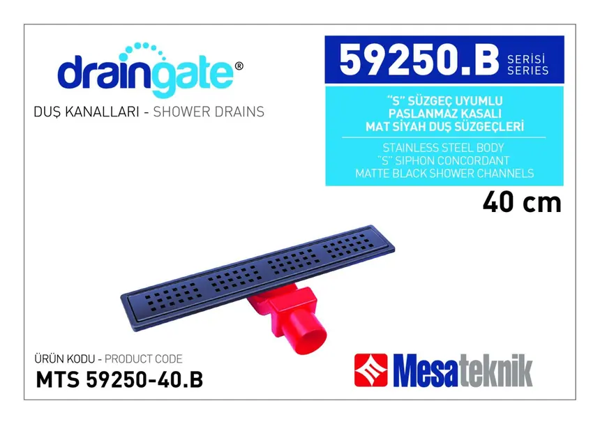 MTS 59250B S Sifon Uyumlu Paslanmaz Kasalı Seri Mat Siyah Kaplama