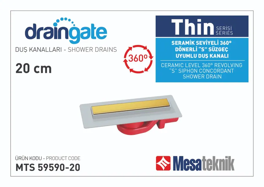 MTS 59590 Thin Serisi 360º Dönerli S Süzgeç Uyumlu Gri Gövde