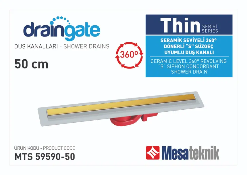 MTS 59590 Thin Serisi 360º Dönerli S Süzgeç Uyumlu Gri Gövde