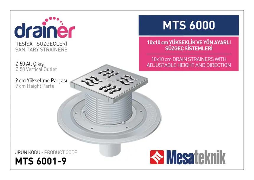 MTS 6000 10 cm Yükseklik ve Yön Ayarlı Tesisat Sistemleri