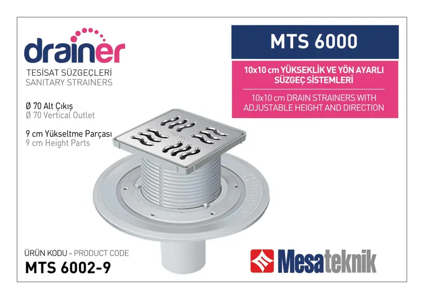 MTS 6000 10 cm Yükseklik ve Yön Ayarlı Tesisat Sistemleri
