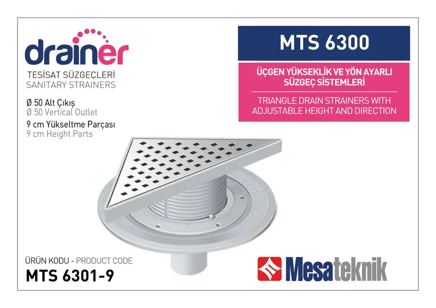 MTS 6300 20 cm Üçgen Yükseklik ve Yön Ayarlı Tesisat Sistemleri