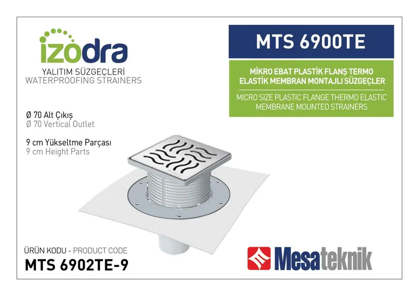 MTS 6900TE Termo Elastik Örtü Plastik Flanş Montajlı Süzgec Sistemleri Mikro Ebat