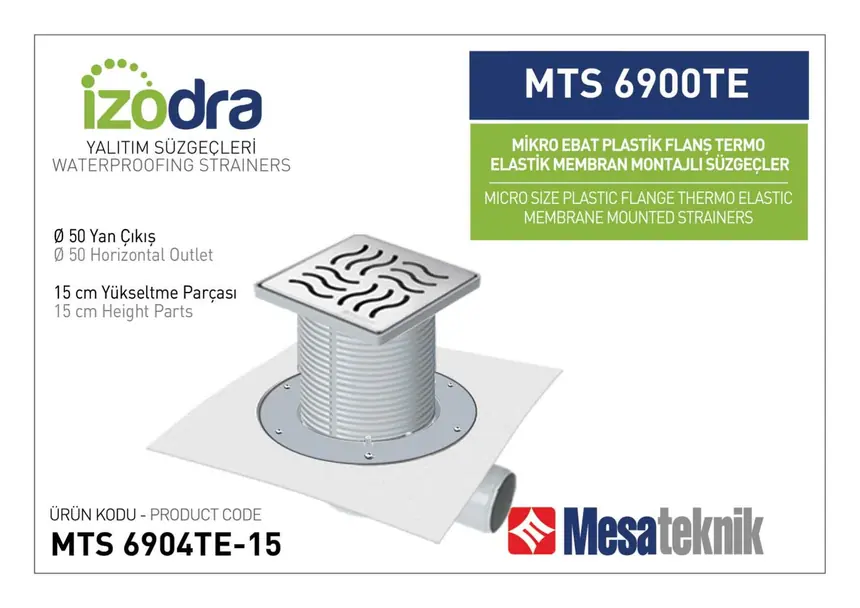 MTS 6900TE Termo Elastik Örtü Plastik Flanş Montajlı Süzgec Sistemleri Mikro Ebat