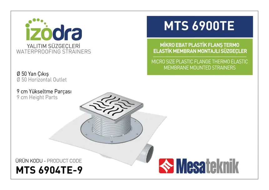 MTS 6900TE Termo Elastik Örtü Plastik Flanş Montajlı Süzgec Sistemleri Mikro Ebat