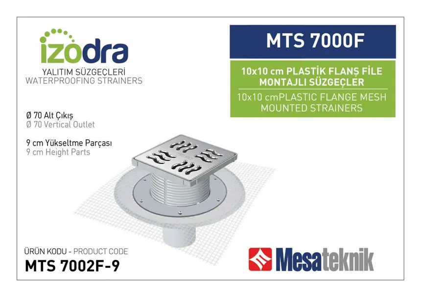 MTS 7000F Fileli Plastik Flanş Montajlı Süzgec Sistemleri 10 cm