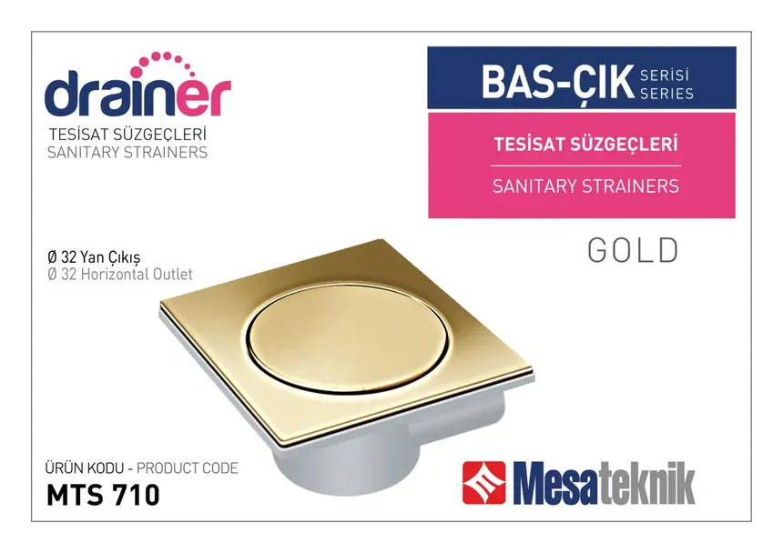 MTS 700G Basçık Serisi Gold Kaplama Tesisat Süzgeci