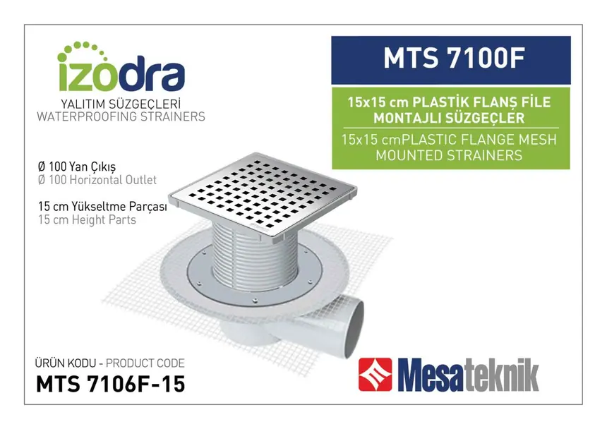 MTS 7100F Fileli Plastik Flanş Montajlı Süzgec Sistemleri 15 cm