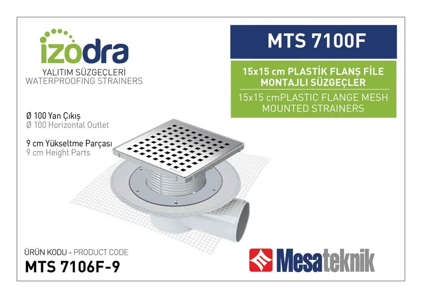 MTS 7100F Fileli Plastik Flanş Montajlı Süzgec Sistemleri 15 cm