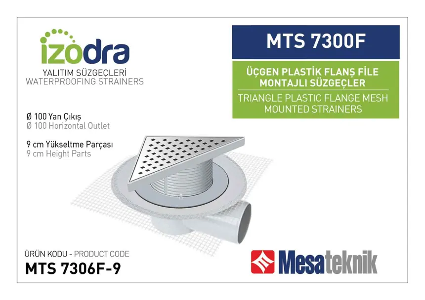 MTS 7300F Fileli Plastik Flanş Montajlı Süzgec Sistemleri 20 cm Üçgen