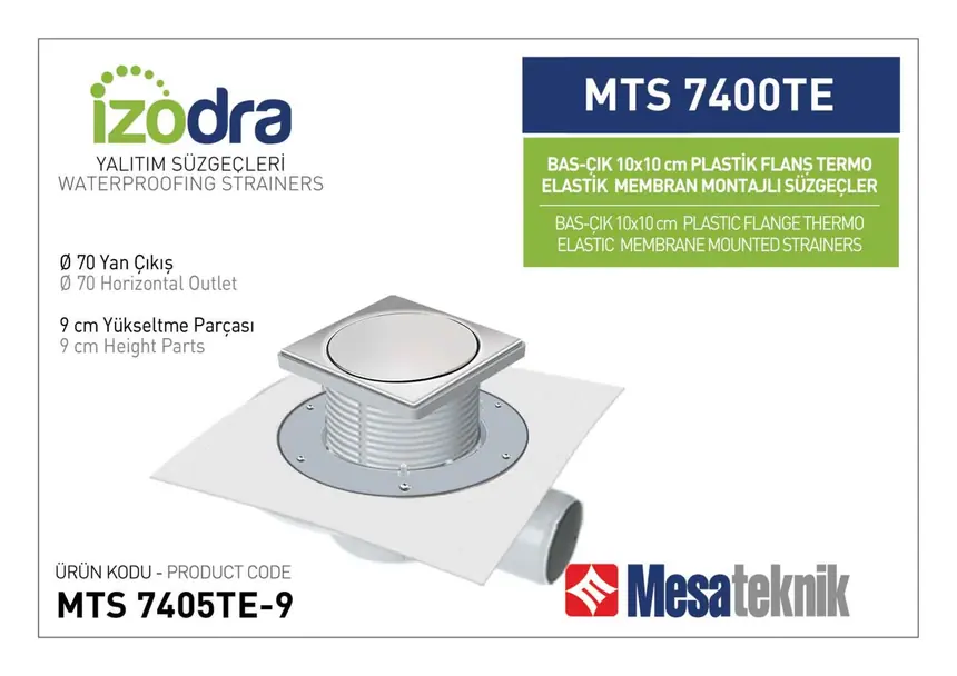 MTS 7400TE Termo Elastik Örtü Plastik Flanş Montajlı Süzgec Sistemleri 10 cm BasÇık