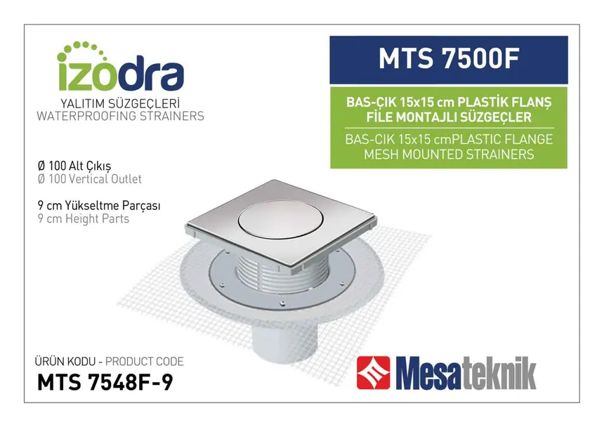 MTS 7500F Fileli Plastik Flanş Montajlı Süzgec Sistemleri 15 cm BasÇık