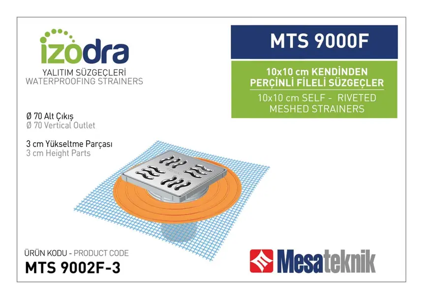 MTS 9000F Kendinden Percinli Fileli Suzgec Sistemleri 10 cm