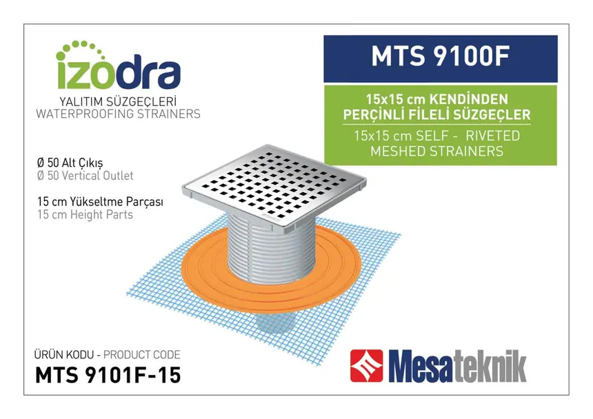 MTS 9100F Kendinden Percinli Fileli Suzgec Sistemleri 15 cm