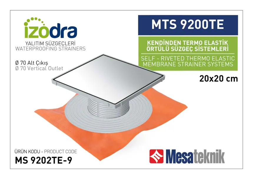 MTS 9200TE Kendinden Percinli Örtülü Suzgec Sistemleri 20 cm Kare
