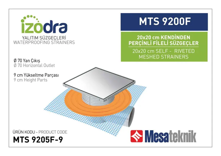 MTS 9200F Kendinden Percinli Fileli Suzgec Sistemleri 20 cm Kare