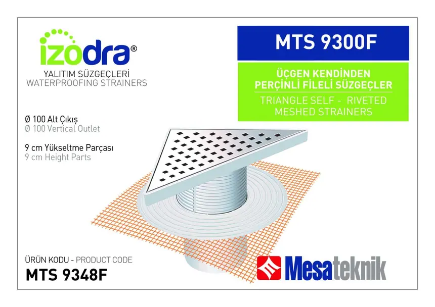 MTS 9300F Kendinden Percinli Fileli Suzgec Sistemleri 20 cm Üçgen