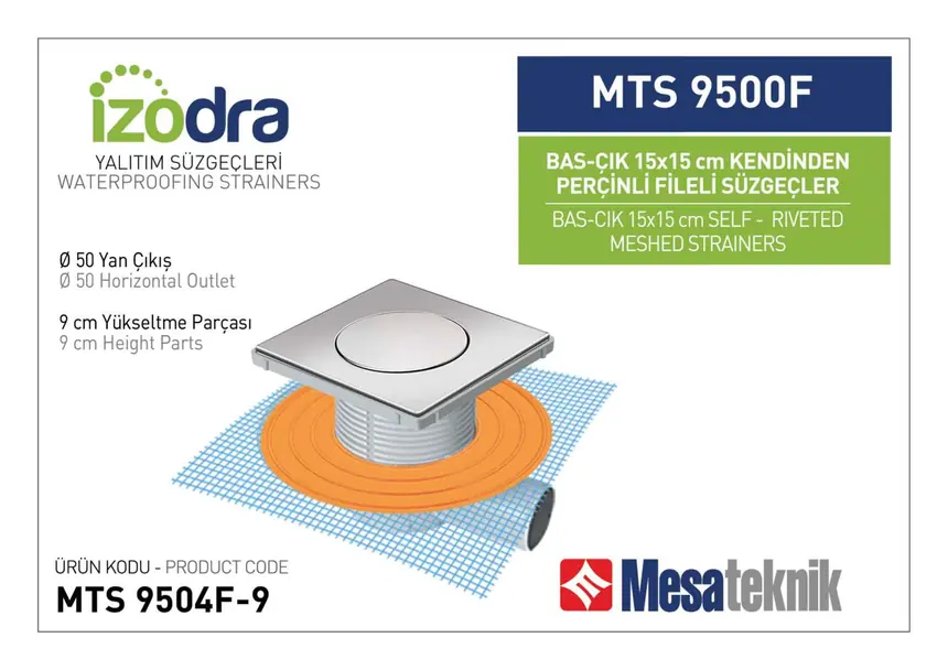 MTS 9500F Kendinden Percinli Fileli Suzgec Sistemleri 15 cm BasÇık
