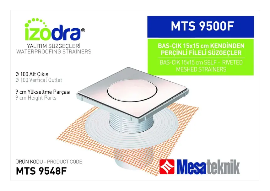 MTS 9500F Kendinden Percinli Fileli Suzgec Sistemleri 15 cm BasÇık
